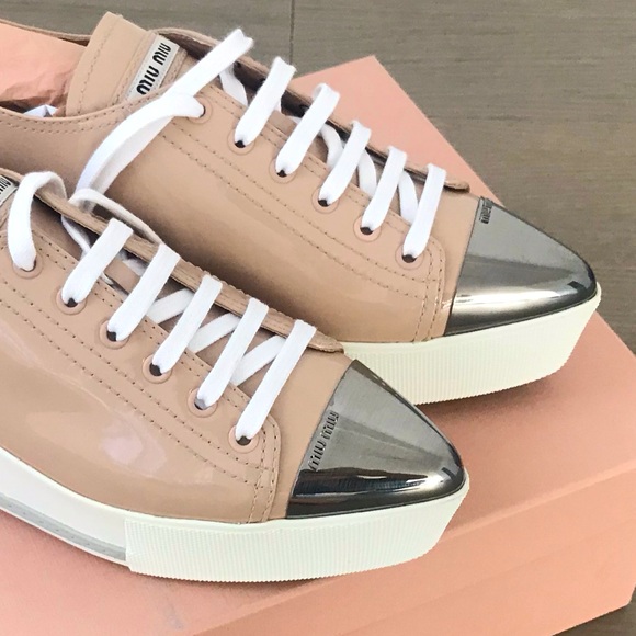 MIU MIU Platform Pointy Cap Toe Sneaker - Picture 3 of 4